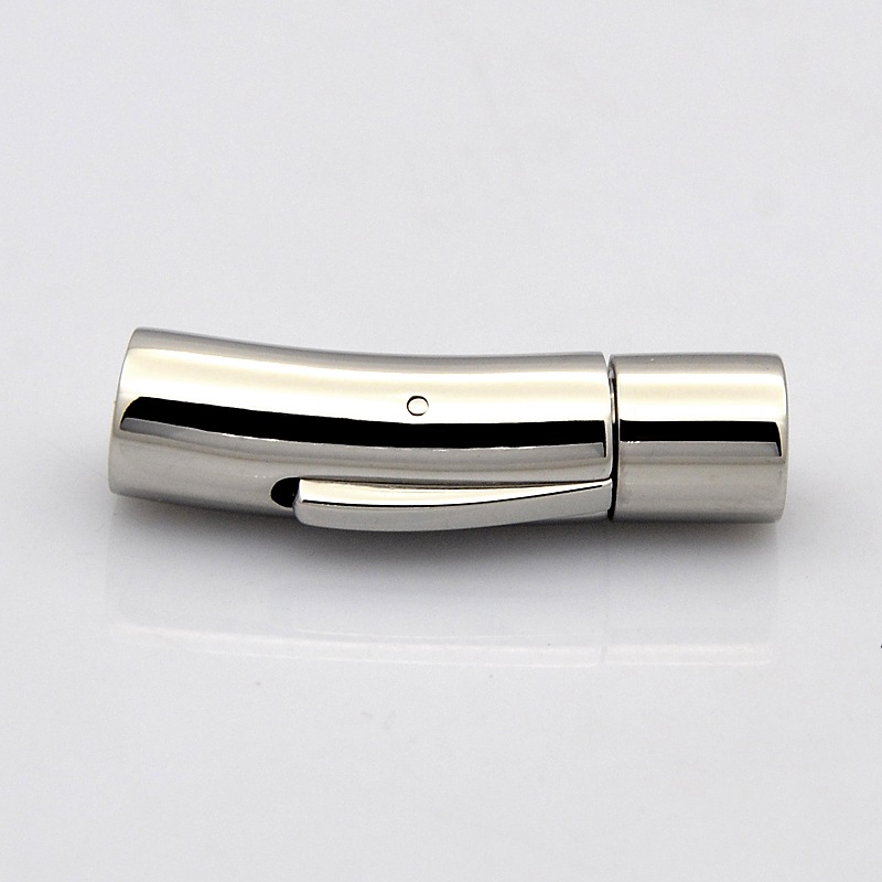 PandaHall Column 304 Stainless Steel Bayonet Clasps, Stainless Steel Color, 29x7mm, Hole: 5mm Stainless Steel