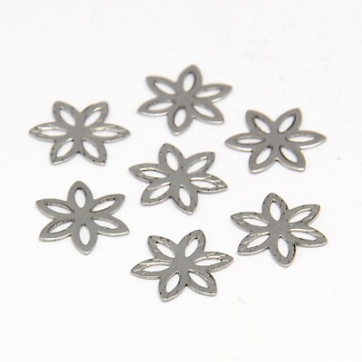 PandaHall 304 Stainless Steel Links, Flower, 8x8x0.5mm; 500pcs/bag Stainless Steel Flower