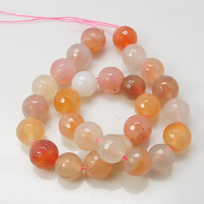 PandaHall Faceted Natural Agate Beads Strands, Round, Dyed & Heated, 8mm, Hole: 1mm; about 43pcs/strand, 15.5" Natural Agate Round