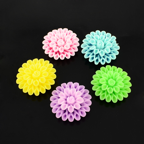 PandaHall Flatback Resin Flower Cabochons, Mixed Color, 41x16mm Resin Flower Multicolor
