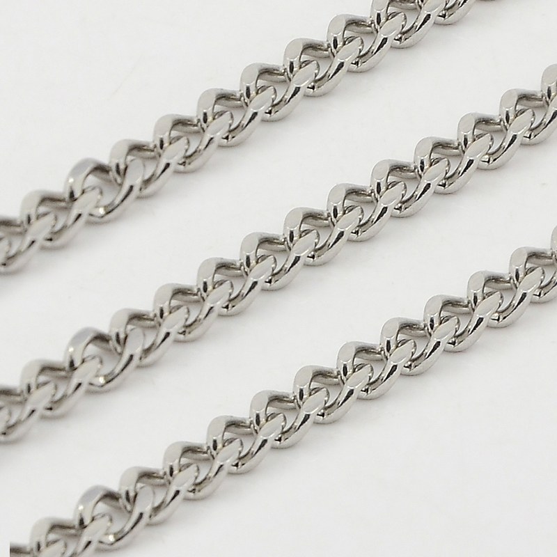 PandaHall 304 Stainless Steel Twisted Chains, Faceted, Stainless Steel Color, 3.7x3x1.2mm Stainless Steel