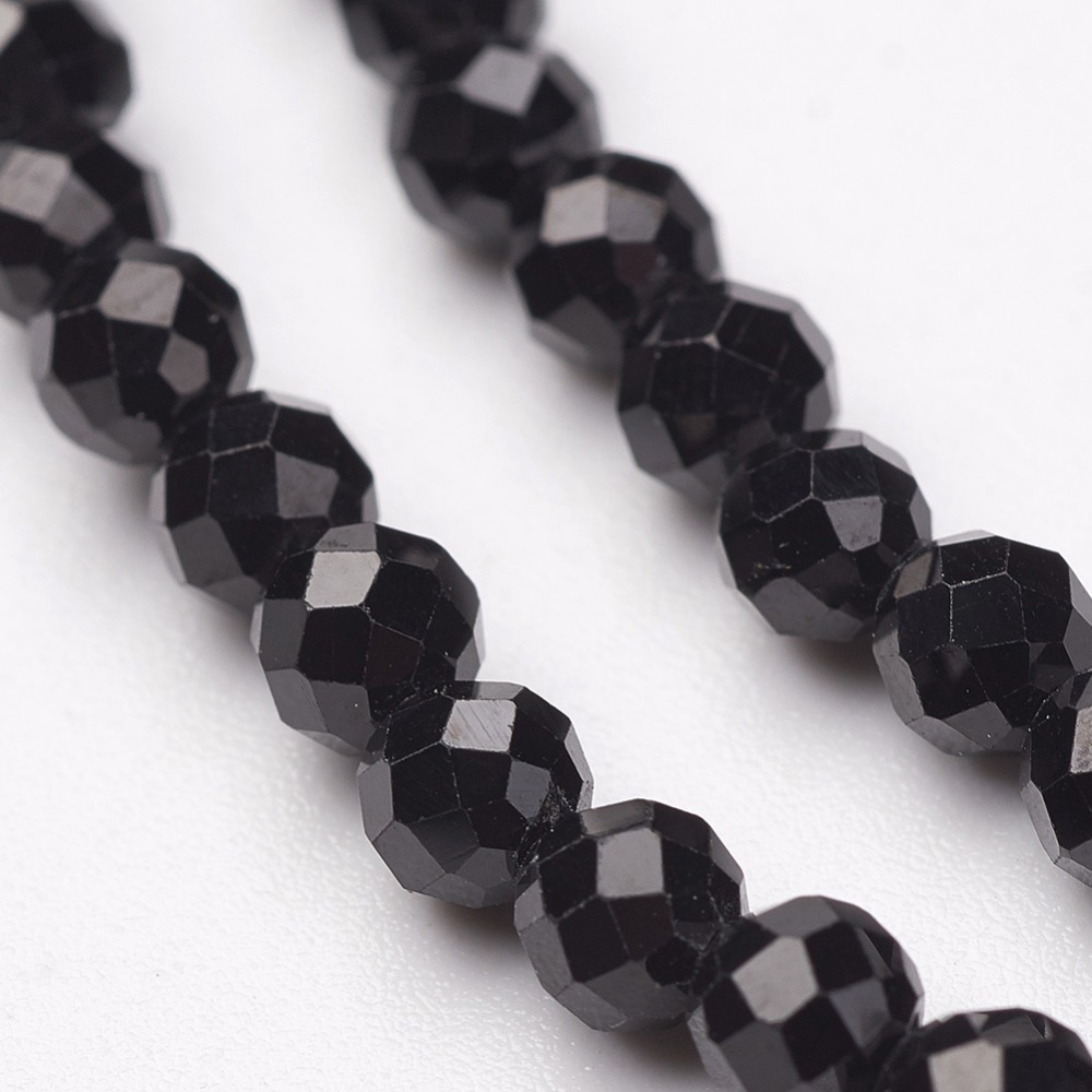 PandaHall Natural Black Spinel Bead Strands, Faceted, Round, 5mm, Hole: 1mm; about 72pcs/strand, 15.5'' Spinel Round