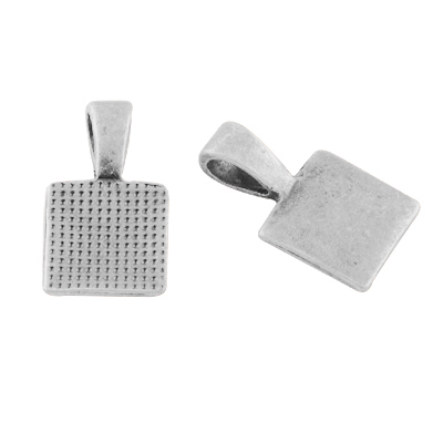 PandaHall Tibetan Style Glue-on Flat Pad Bails, for Pendant Making, Lead Free & Nickel Free, Square, Antique Silver, 17x10x4mm, Hole: 5x3mm...