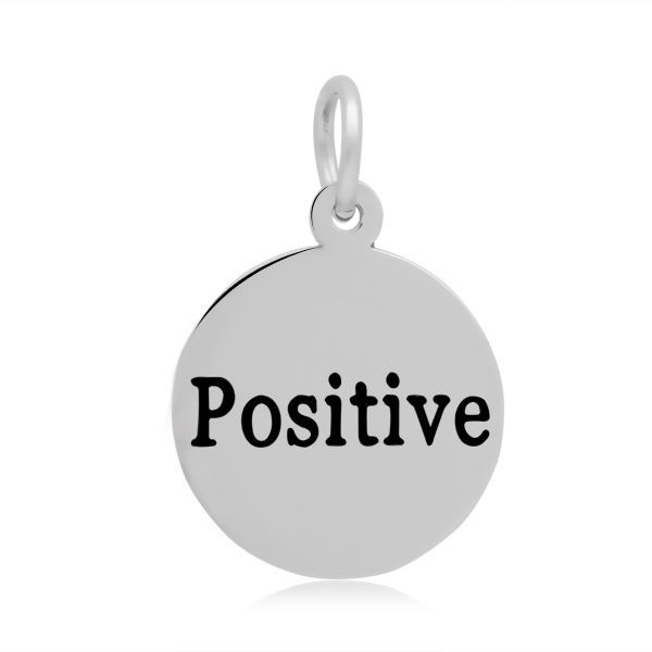 PandaHall 316 Stainless Steel Enamel Pendants, Flat Round with Word Positive, Stainless Steel Color, 19x16x1.5mm, Hole: 5mm Stainless...