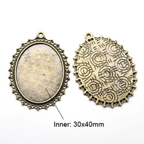PandaHall Tibetan Style Pendant Cabochon Settings, Mirrior, Antique Bronze, 54x41x2mm, Hole: 2.5mm, Tray: 30x40mm Alloy Tool