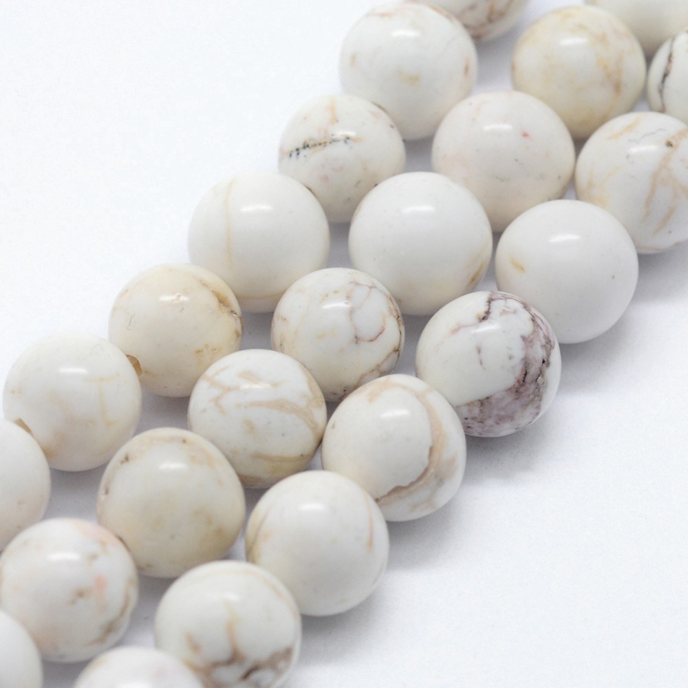 PandaHall Natural Howlite Beads Strands, Round, 8mm, Hole: 0.8mm; about 47pcs/strand,  14.96"(38cm) Howlite Round