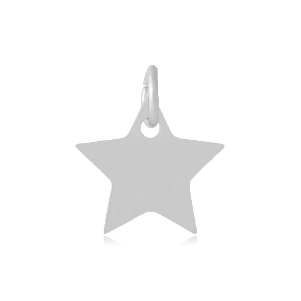 PandaHall 304 Stainless Steel Charms, Star, Stainless Steel Color, 11x12x1.1mm, Hole: 4mm Stainless Steel Star