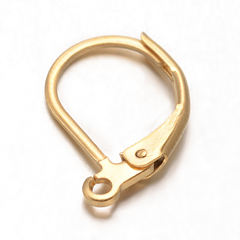 PandaHall 304 Stainless Steel Leverback Earring Findings, Golden, 16x12x0.8mm, Pin: 0.7x0.6mm, Hole: 1mm Stainless Steel