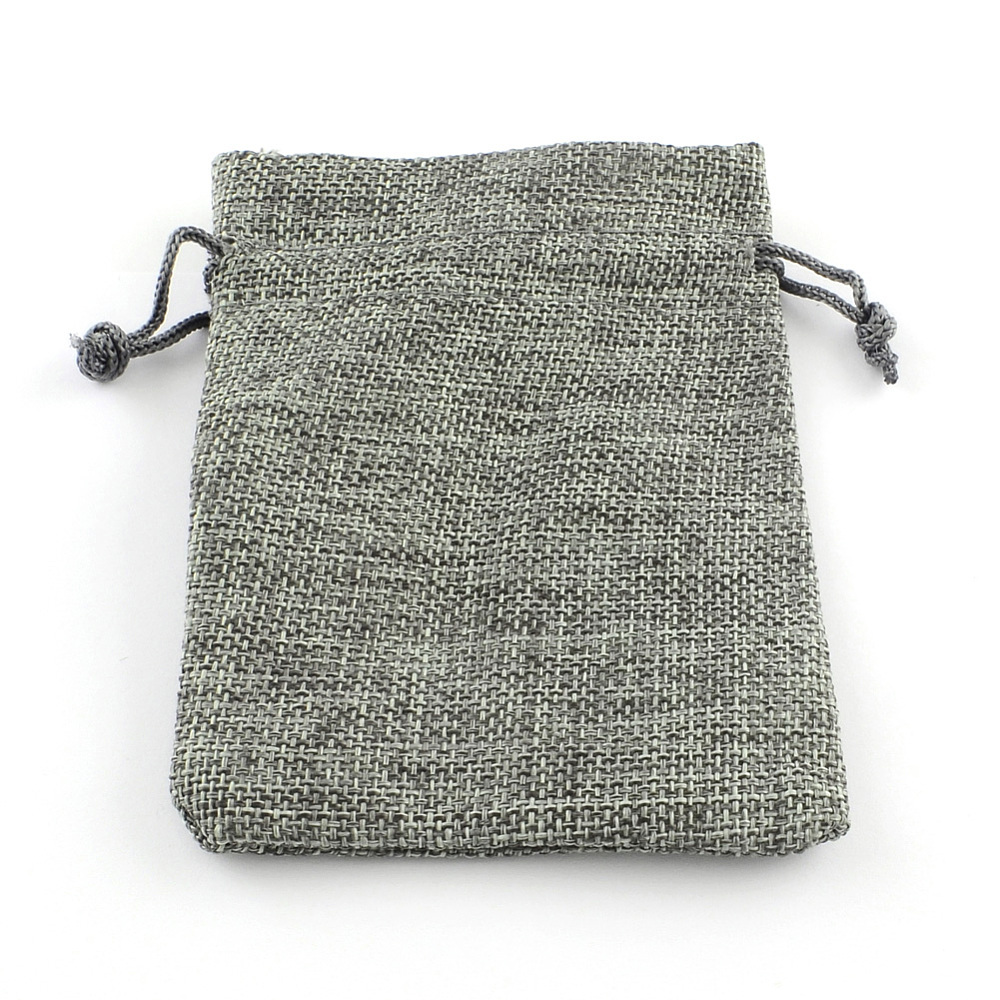 PandaHall Burlap Packing Pouches Drawstring Bags, Gray, 9x7cm Cloth Gray