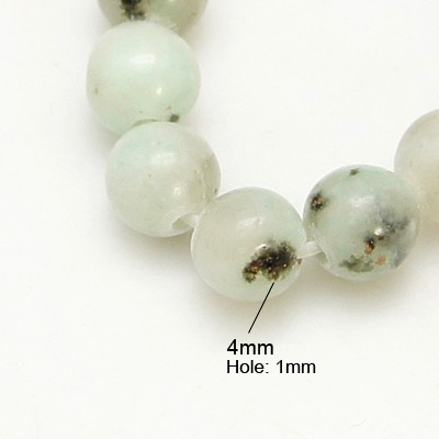 PandaHall Natural Sesame Jasper Beads Strands, Round, White, 4mm, Hole: 1mm Sesame Jasper Round White