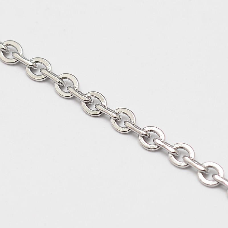 PandaHall 304 Stainless Steel Men's Necklace Chains, Stainless Steel Color, 3x2.5mm Stainless Steel