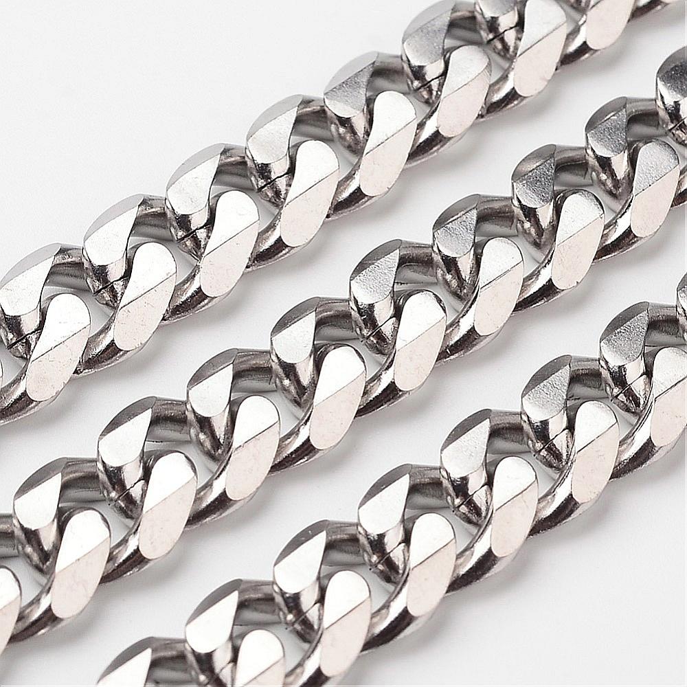 PandaHall 304 Stainless Steel Twist Chains, Faceted, Unwelded, Stainless Steel Color, 11x4mm Stainless Steel