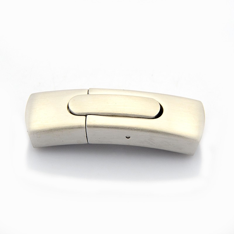 PandaHall Rectangle 304 Stainless Steel Matte Bayonet Necklace Clasps, Stainless Steel Color, 44x13x10mm, Hole: 5.5x11mm Stainless Steel