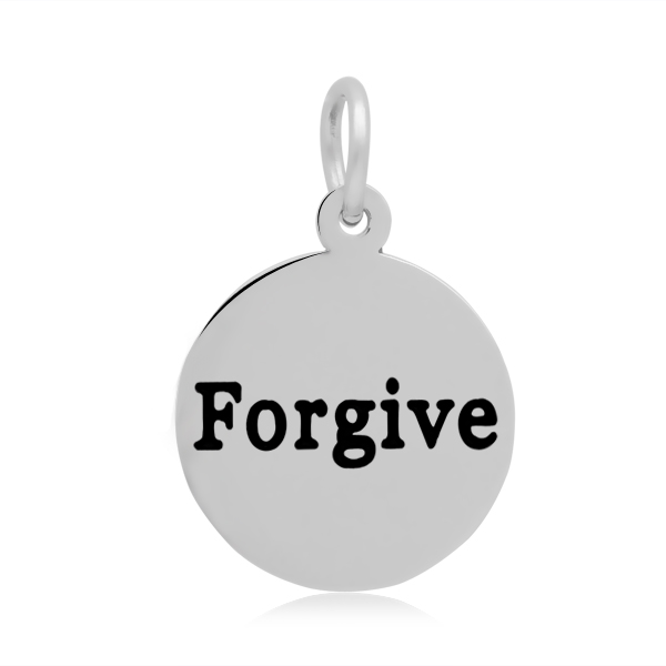 PandaHall 316 Stainless Steel Enamel Pendants, Flat Round with Word Forgive, Stainless Steel Color, 19x16x1.5mm, Hole: 5mm Stainless...