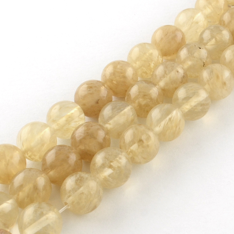 PandaHall Dyed Coffee Watermelon Stone Glass Round Bead Strands, Cornsilk, 8mm, Hole: 1mm; about 48pcs/strand, 14.9" Other Watermelon Stone...