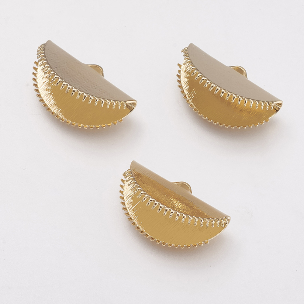 PandaHall Brass Pendants, Real Gold Plated, Half Round, 12x20x8mm, Hole: 1x3mm Brass Half Round