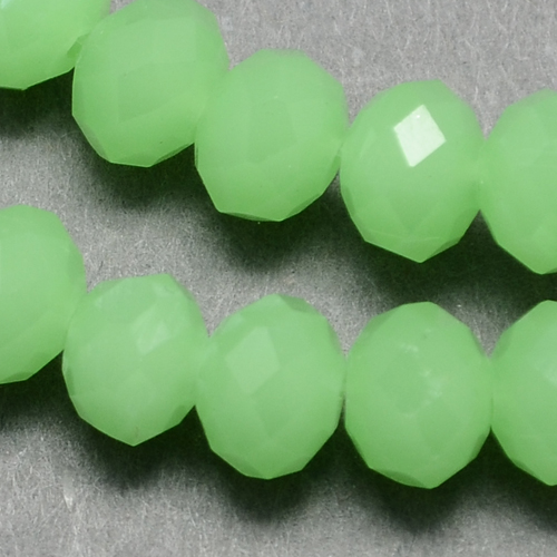 PandaHall Glass Beads Strands, Imitation Jade Style, Faceted, Rondelle, PaleGreen, 10x7mm, Hole: 1mm; about 72pcs/strand, 18" Glass Rondelle...