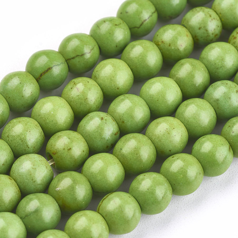 PandaHall 1 Strand Dyed LimeGreen Round Synthetic Turquoise Beads Strands, 6mm, Hole: 1mm; about 67pcs/strand, 15.75" Synthetic Turquoise...