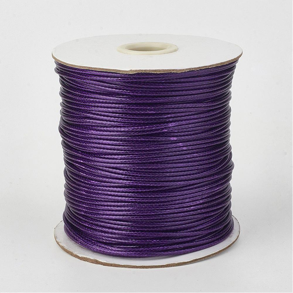 PandaHall Environmental Korean Waxed Polyester Cord, Purple, 2mm; about 100yards/roll(91.44m/roll). Waxed Polyester Cord Purple