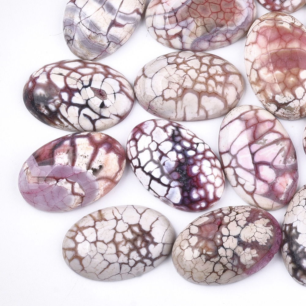 PandaHall Dyed Natural Fire Agate Cabochons, Oval, Plum, 30.00x20.00x7.00mm Natural Agate Oval Purple
