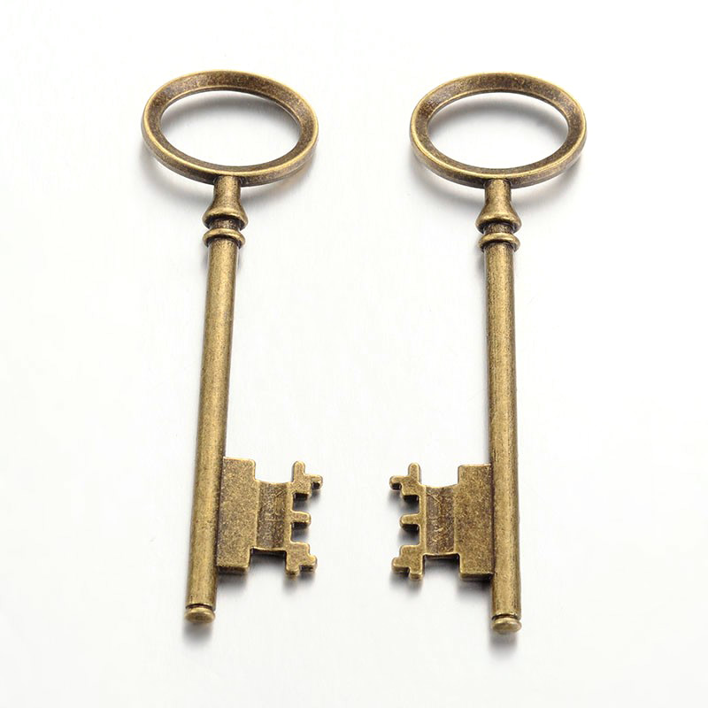 PandaHall Tibetan Style Alloy Big Pendants, Key, Lead Free & Cadmium Free, Antique Bronze, 80x23x5mm, Hole: 18mm Alloy Key