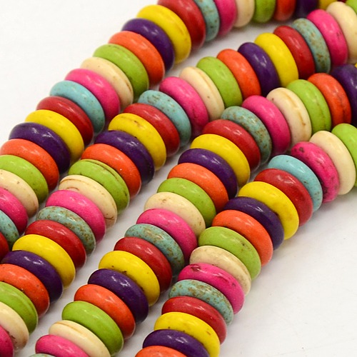 PandaHall Disc Synthetic Turquoise Beads Strands, Dyed, Mixed Color, 12x3mm, Hole: 1mm; about 118pcs/strand, 15.75" Synthetic Turquoise Disc...