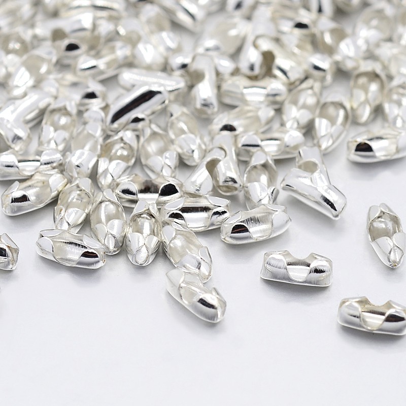 PandaHall Iron Ball Chain Connectors, Silver Color, 5mm long, 2.5mm wide, 2mm thick, hole: 1mm, inner diameter: about 1mm Iron