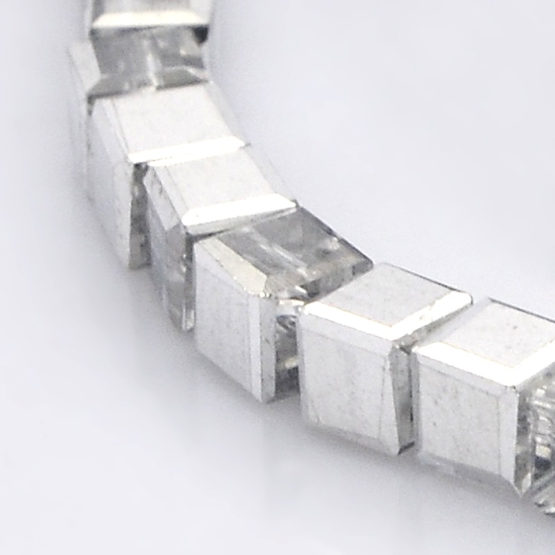PandaHall Half Plated Clear Glass Faceted Cube Beads Strands, Silver Plated, 6x6x6mm, Hole: 1mm; about 100pcs/strand, 22.4" Glass Cube Clear
