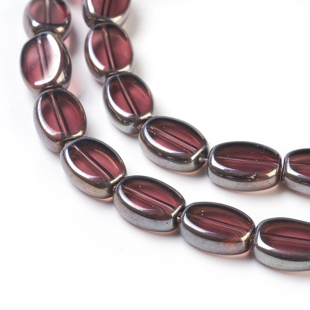 PandaHall Defective Closeout Sale Electroplated Glass Beads Strands, Oval, CoconutBrown, 11x8x4mm, Hole: 1mm; about 28pcs/strand, 12.1''...