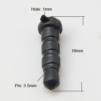 PandaHall Plastic Mobile Dustproof Plugs, Black, 16mm, Pin: 3.5mm, Hole: 1mm Plastic Black