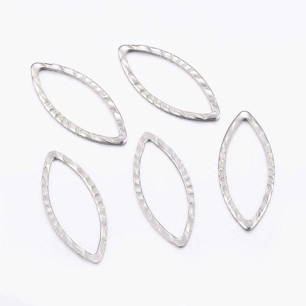 PandaHall 304 Stainless Steel Linking Rings, Horse Eye, Stainless Steel Color, 18x8x0.8mm; Inner Diameter: 6x15mm Stainless Steel Horse Eye