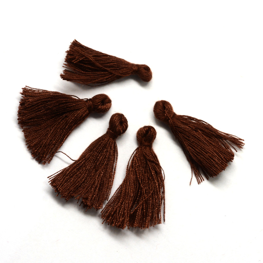 PandaHall Cotton Tassel Decorations, Pendant Decorations, Brown, 30mm Cotton Brown