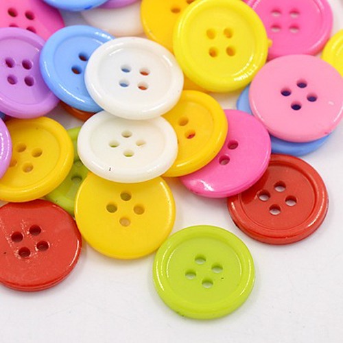 PandaHall Acrylic Sewing Buttons, Plastic Buttons for Costume Design, 4-Hole, Dyed, Flat Round, Mixed Color, 17x2mm, Hole: 1mm Acrylic Flat...