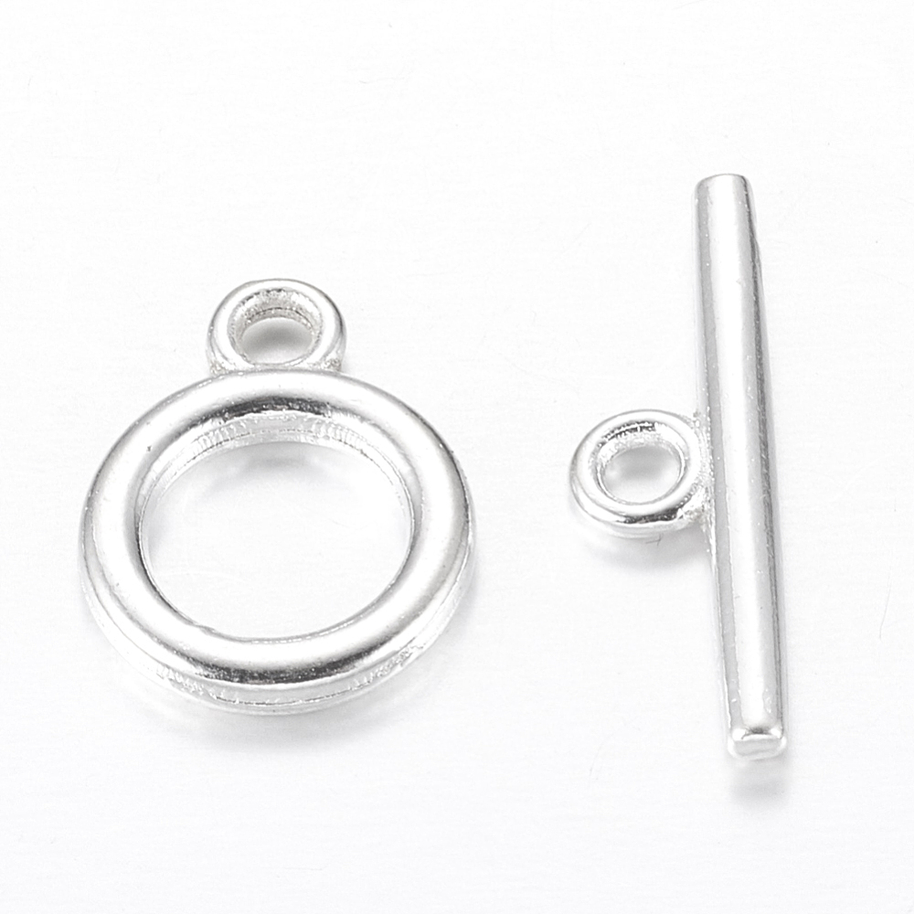 PandaHall Alloy Toggle Clasps, Cadmium Free & Nickel Free & Lead Free, Silver, Ring: about 14x11x2mm, Hole: 2mm; Bar: 19x5.5x2mm, Hole: 2mm...