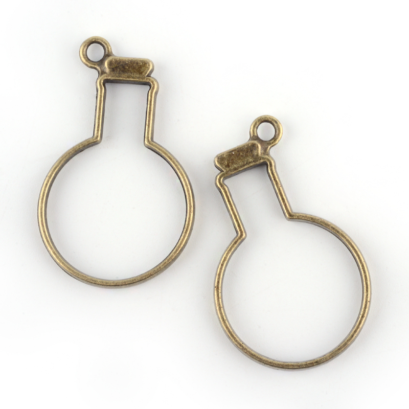 PandaHall Rack Plating Alloy Bottle Open Back Bezel Pendants, For DIY Resin, Pressed Flower Jewelry, Lead Free & Nickel Free, Antique Bronze...