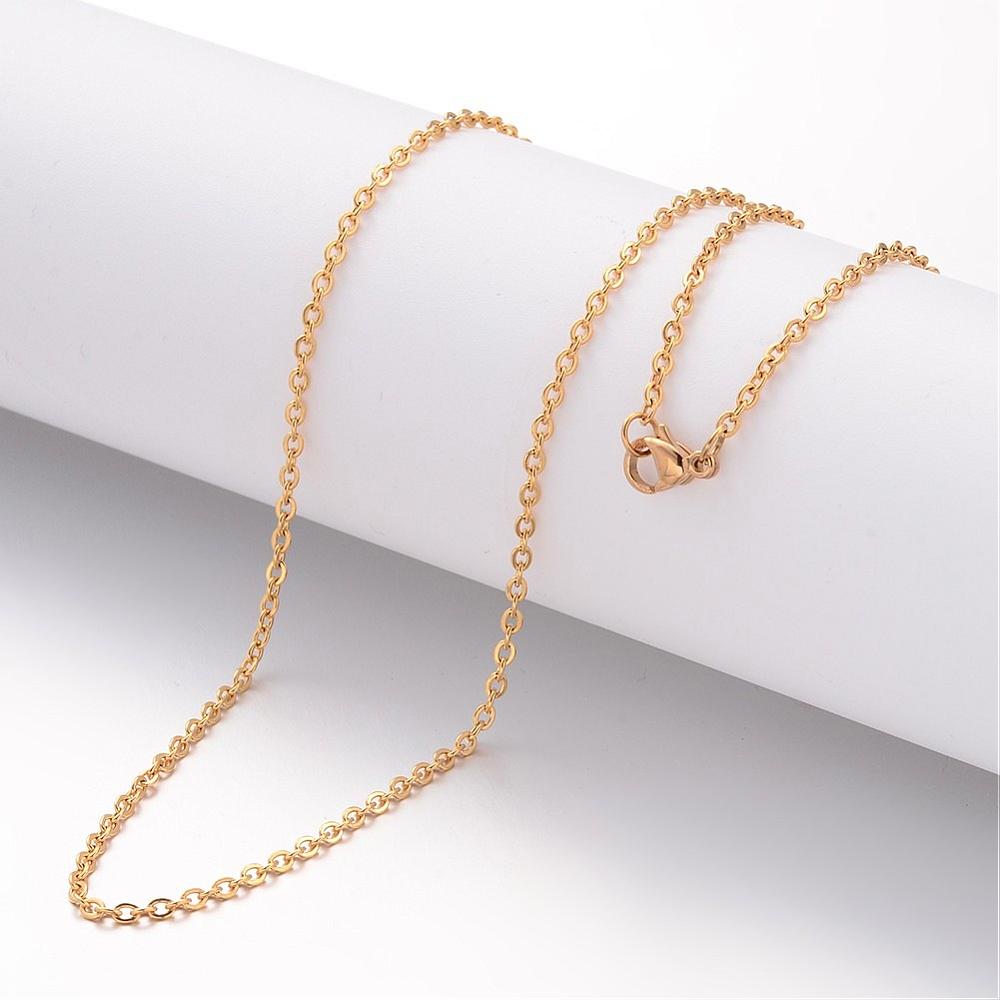 PandaHall 304 Stainless Steel Necklace Making, Cable Chains, with Lobster Clasps, Golden, 23.6"(600mm); 2mm Stainless Steel