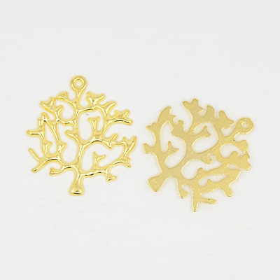 PandaHall Tibetan Style Pendants, Lead Free, Nickel Free and Cadmium Free, Tree of Life, Golden, 45x40x2mm, Hole: 2mm Alloy Tree