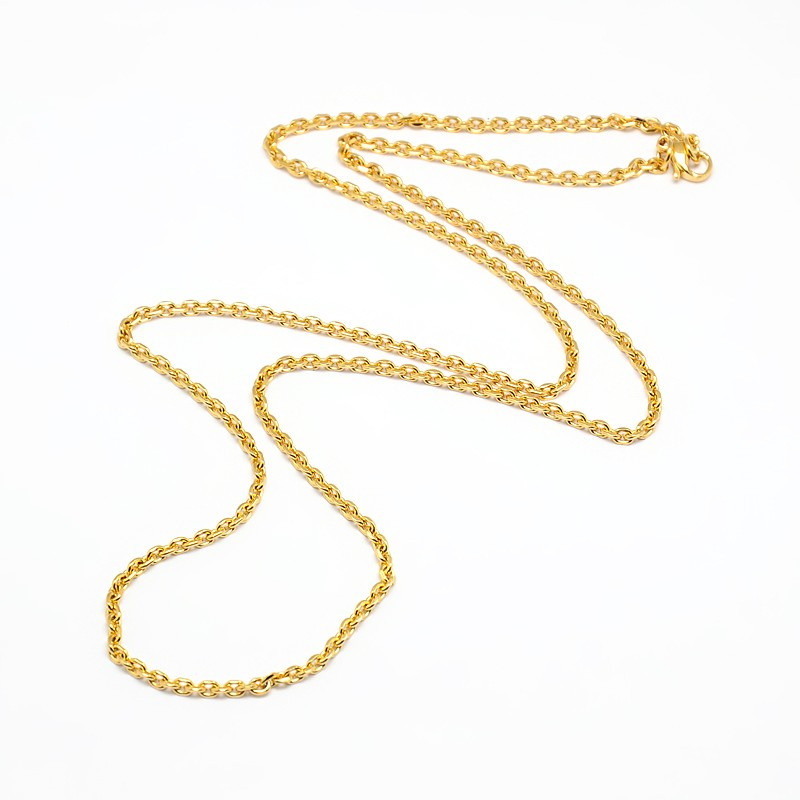 PandaHall Fashionable 304 Stainless Steel Cable Chain Necklace Makings, with Lobster Claw Clasps, Faceted, Golden, 23"~24"(58.4~61cm)x3mm...