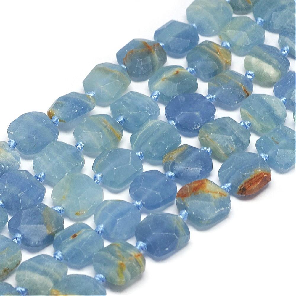 PandaHall Natural Calcite Beads Strands, Faceted, Square, 12~15x12~14x7mm, Hole: 1mm; about 24~26pcs/strand, 15.7'' Calcite Square