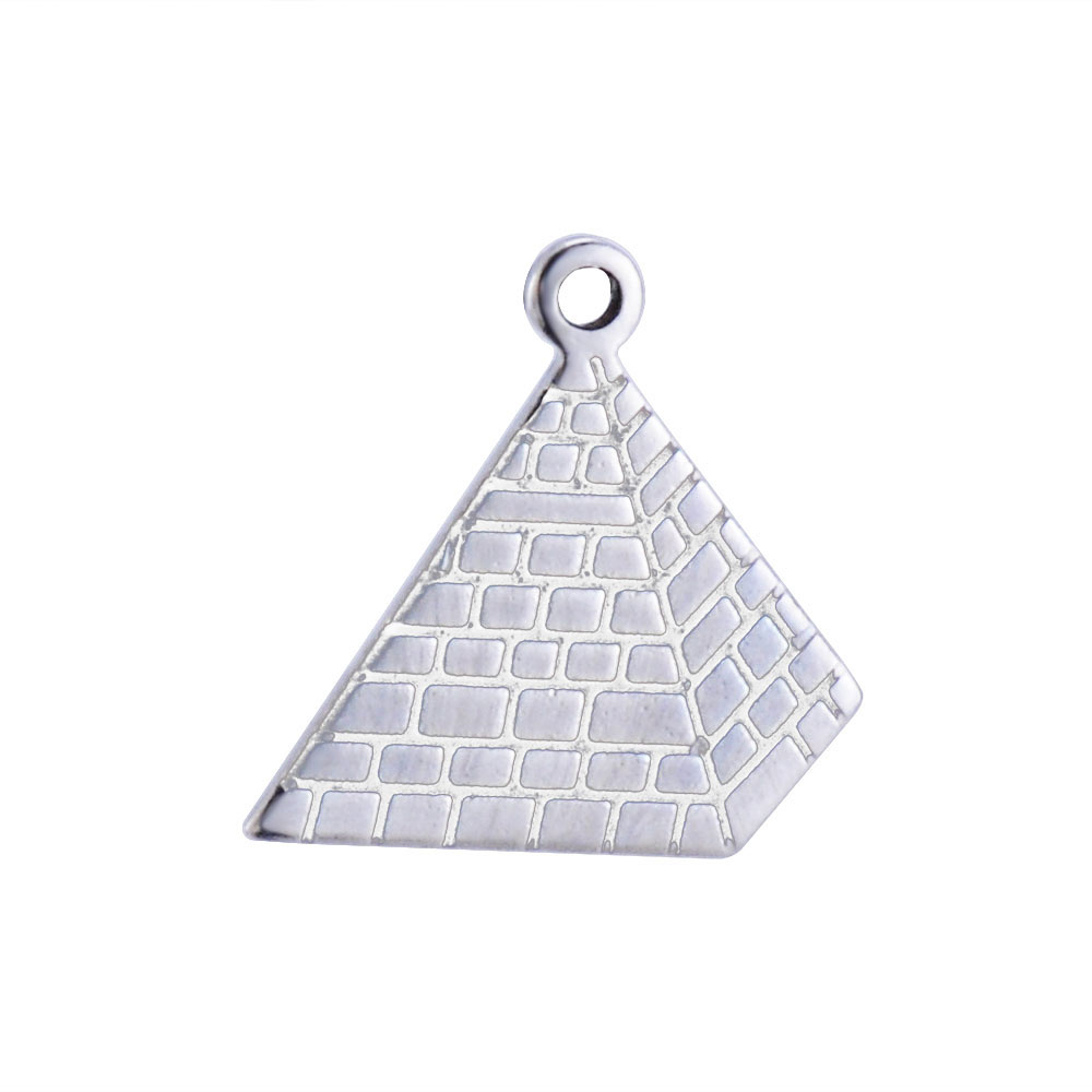 PandaHall 304 Stainless Steel Pendants, Pyramid, Stainless Steel Color, 16x16x1mm, Hole: 1mm Stainless Steel Building