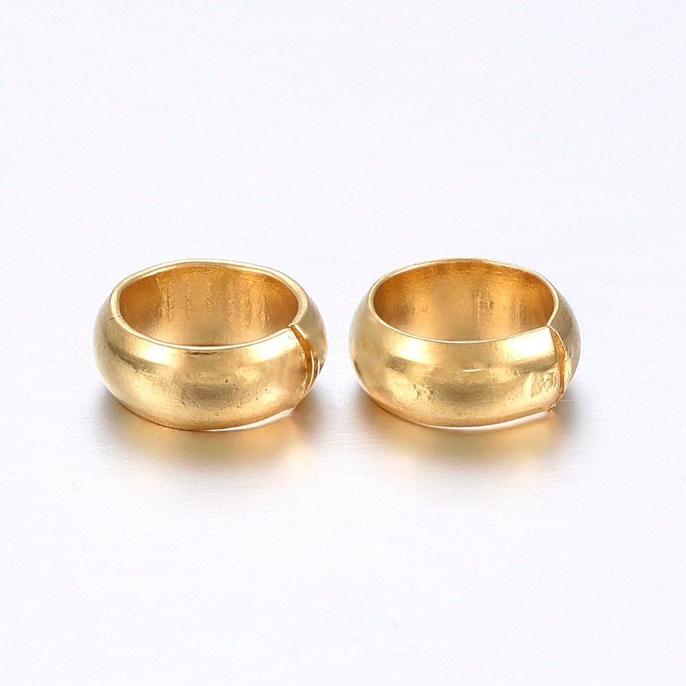 PandaHall 304 Stainless Steel Crimp Beads Covers, Golden, 6mm, Hole: 4.5mm Stainless Steel