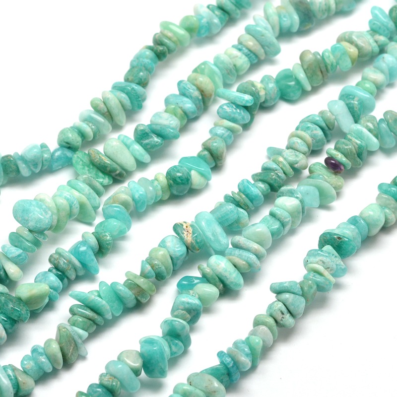 PandaHall Natural Amazonite Chip Bead Strands, 5~8x5~8mm, Hole: 1mm; about 31.5" Amazonite Chip