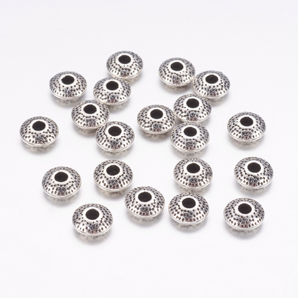 PandaHall Tibetan Style Beads, Abacus, Lead Free & Nickel Free & Cadmium Free, Antique Silver, about 8.5mm long, 8.5mm wide, 5mm thick, hole...