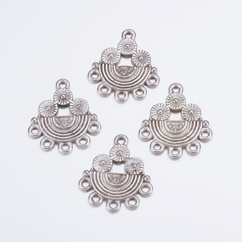 PandaHall Alloy Rhinestone Connector Settings, Lead Free and Nickel Free and Cadmium Free, Half Round, Antique Silver, about 21.5mm long...
