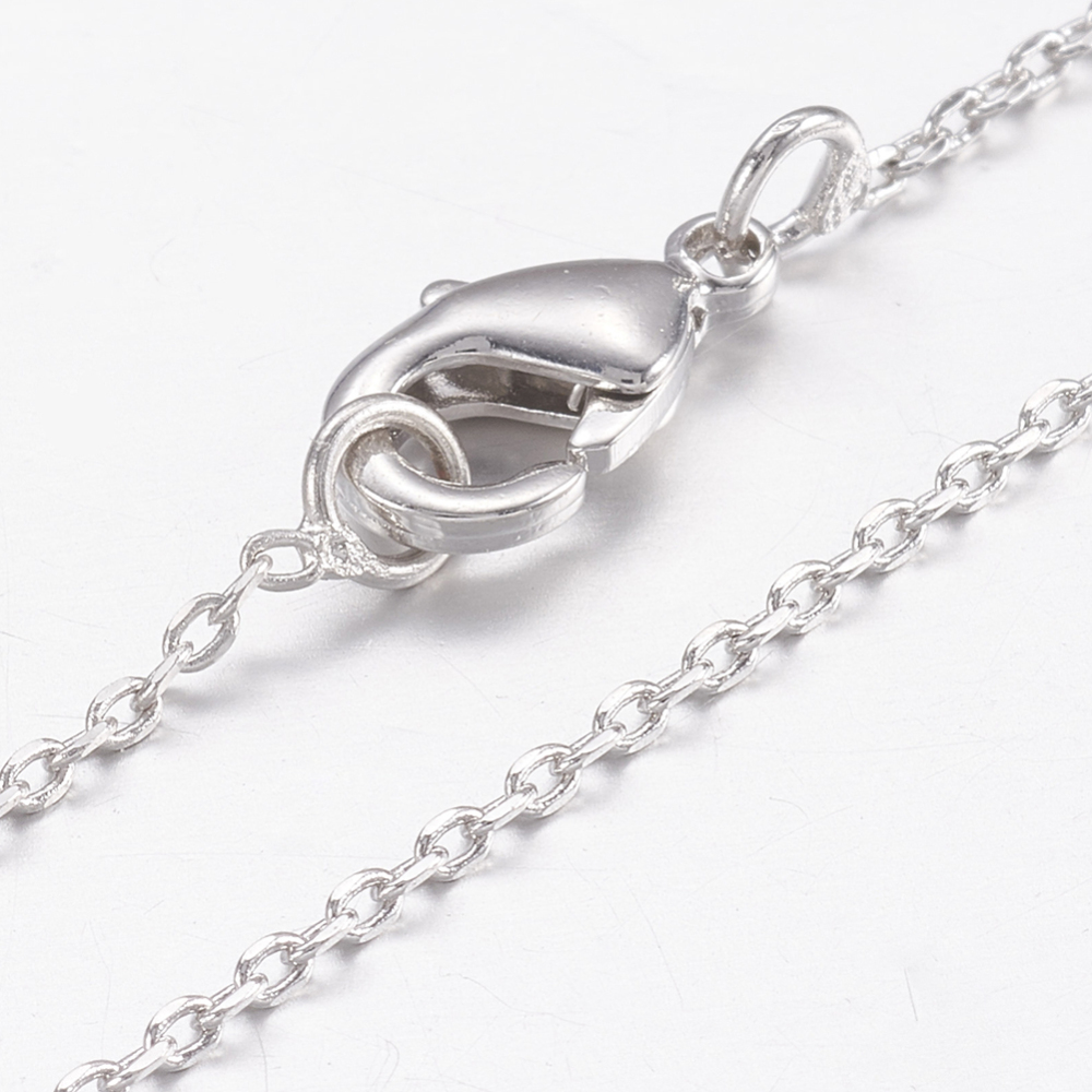 PandaHall Brass Chain Necklaces Making, Cross/Rolo Chain, with Lobster Claw Clasps, Real Platinum Plated, 17.7"(45cm) Brass