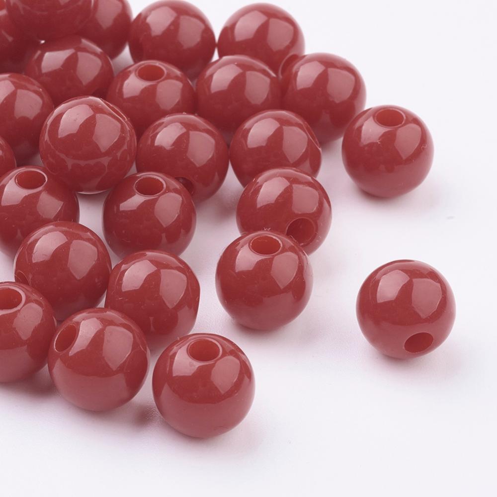 PandaHall Opaque Acrylic DIY Ball Loose Round Beads, Red, Size: about 12mm in diameter, hole: 2mm Acrylic Round Red