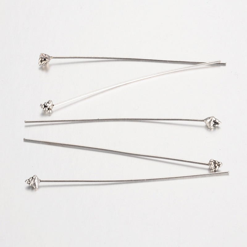 PandaHall Alloy Fancy Pin, Lead Free, Cadmium Free and Nickel Free, Antique Silver, 54x3x0.8mm. Alloy