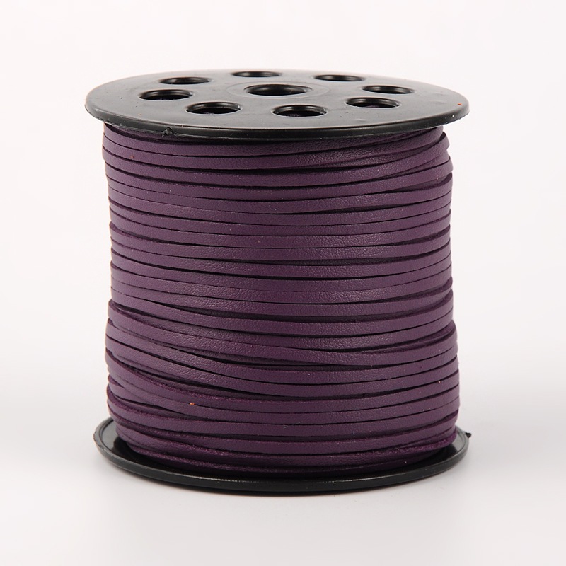PandaHall Korean Suede Cord, Faux Suede Lace, with PU Leather, Purple, 3x1.5mm, about  100yards/roll Suede Purple