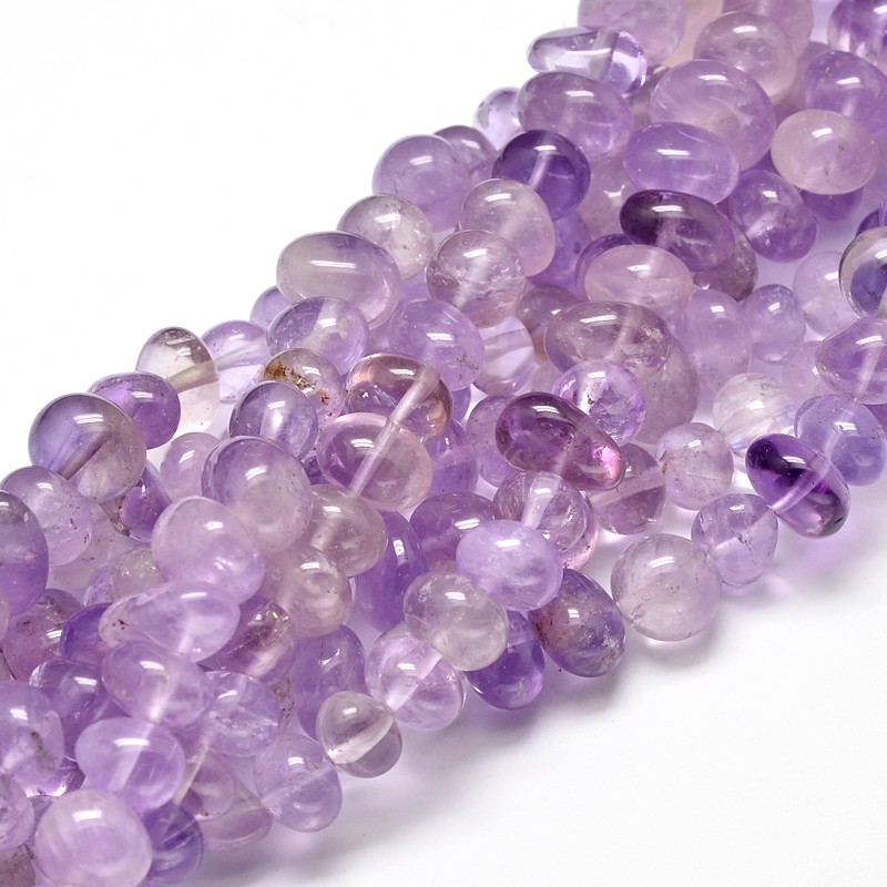 PandaHall Natural Amethyst Gemstone Nuggets Bead Strands, 6~10x9~12x8~10mm, Hole: 1mm; about 15.3"~15.7" Amethyst Nuggets