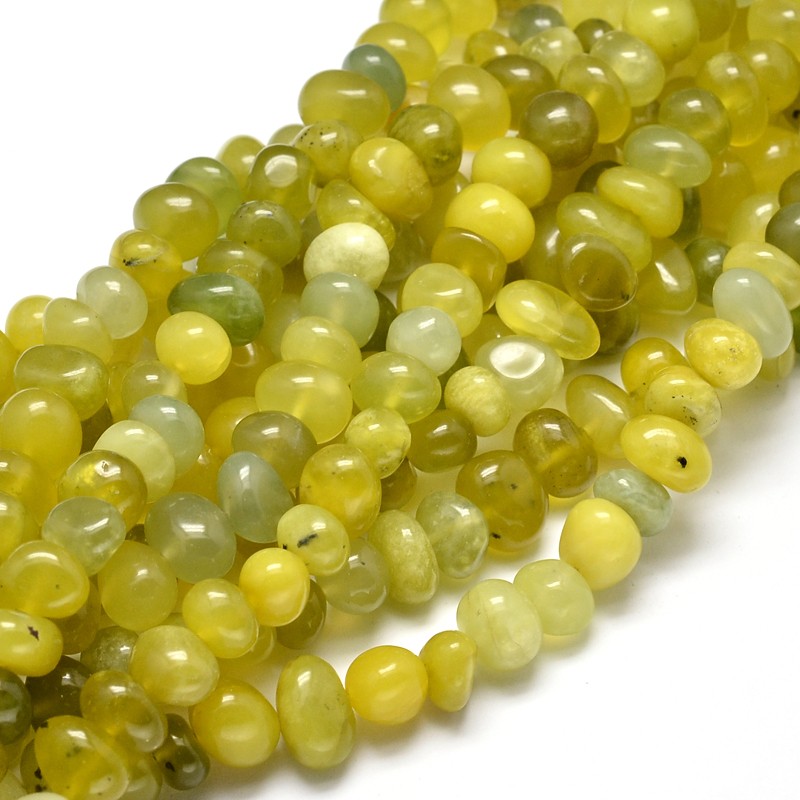 PandaHall Natural Peridot Gemstone Nuggets Bead Strands, 6~10x9~12x8~10mm, Hole: 1mm; about 15.3"~15.7" Peridot Nuggets